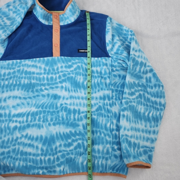 LANDS END Men's Blue Tie-Dye Snap Pullover Fleece Multicolor Size Large‎ Cozy - Picture 7 of 9